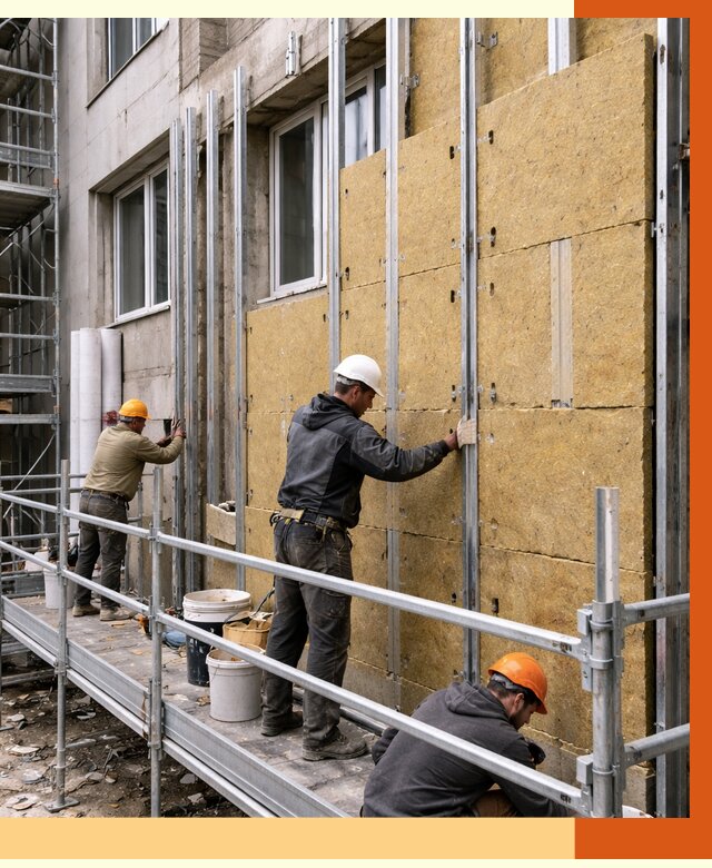 Утепление вентилируемого фасада в Уссурийске от 5774 руб/м2 — монтаж и утепление вентфасад | ТепломастерСср