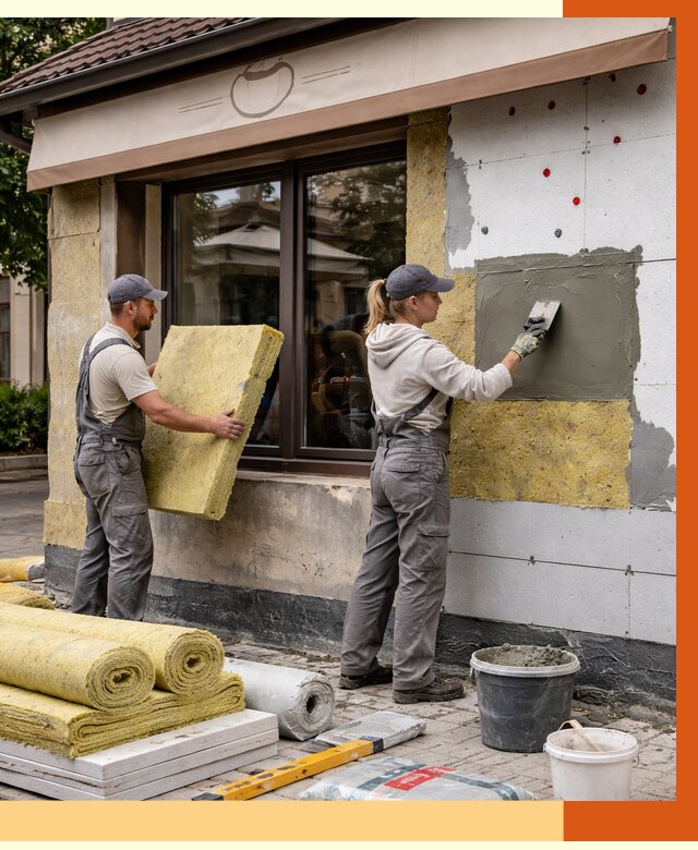 Утепление кафе в Уссурийске от 4330 руб/м2 — комплексно под ключ | ТепломастерСср